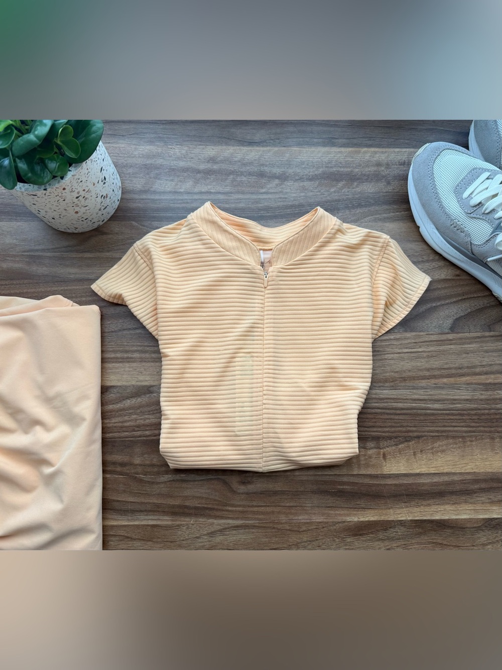 CALIA Peach Cap Sleeve Zip-Front Golf Renew Polo